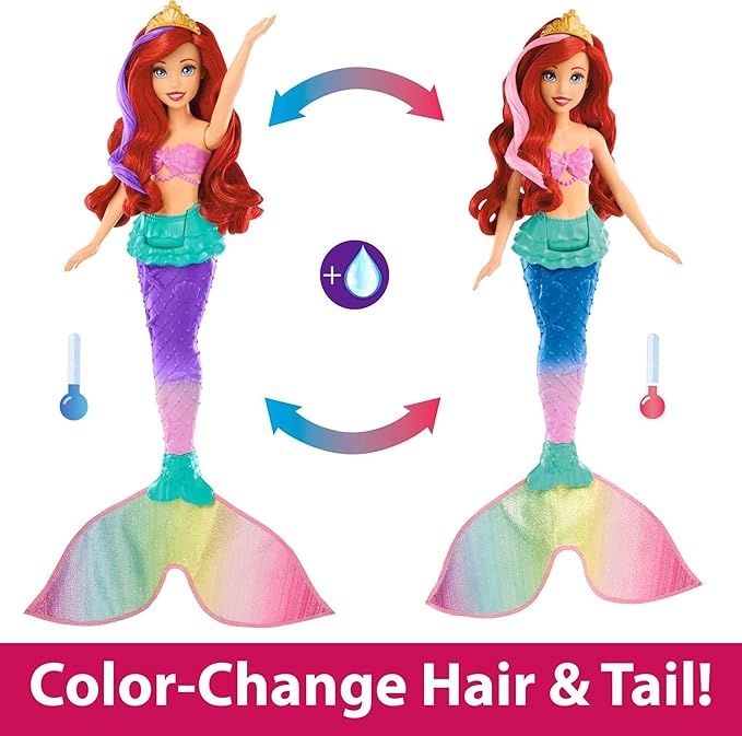 Mattel HPD43 Disney/Disney Princess Ariel and Play Together! Mermaid, Doll, Movable Tail Fin, Dress Up Doll