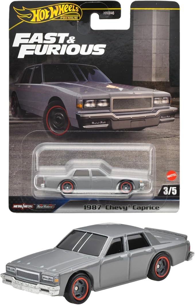 Hot Wheels Fast and Furious - 1987 Chevy Caprice Ride on Toy Minicar 3 Years Old Gray HRT98