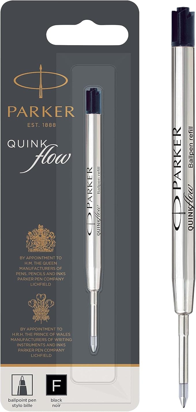 Parker 1950368 Quink Flow Ballpoint Pen Refill, Blue, Single Pack, Blue, F Fine, 0.03 inches (0.8 mm), Oil-based, Ballpoint Refill