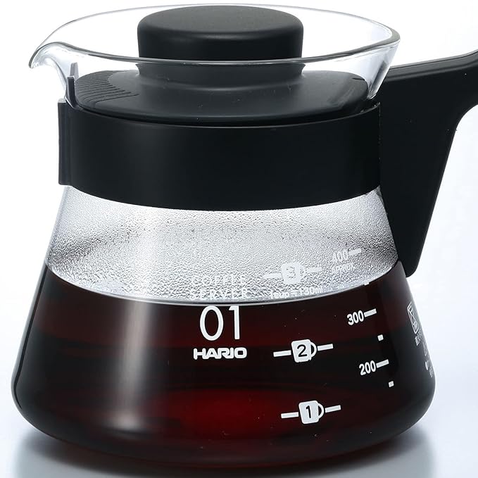Hario V60 Glass Coffee Server, 450ml, Black (VCS-01B)