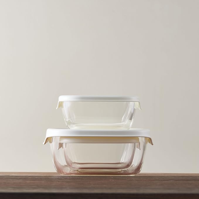 HARIO KST-2012-OW Heat Resistant Glass Storage Containesr, Made in Japan, White, 3 Pieces