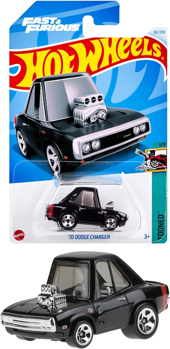 Hot Wheels HXR08 Basic Car '70 Dodge Charger Vehicle Toy Mini Car 3 Years Old and Up Black