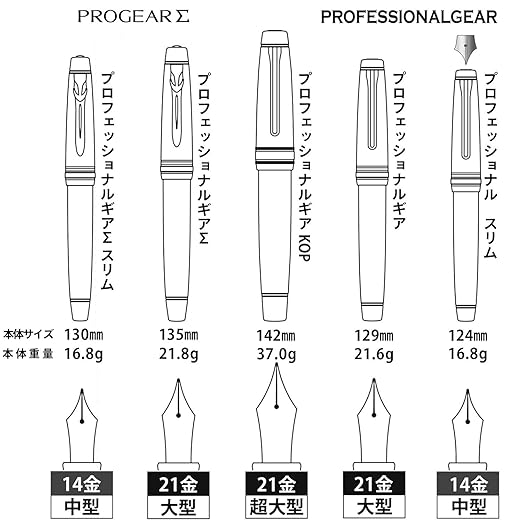 Sailor Professional Gear Slim Silver 14kt Medium Nib White Fountain Pen