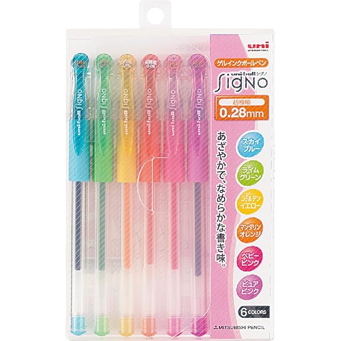 Uni-ball Signo UM-151 Gel Ink Pen - 0.28 mm - 6 Color Set