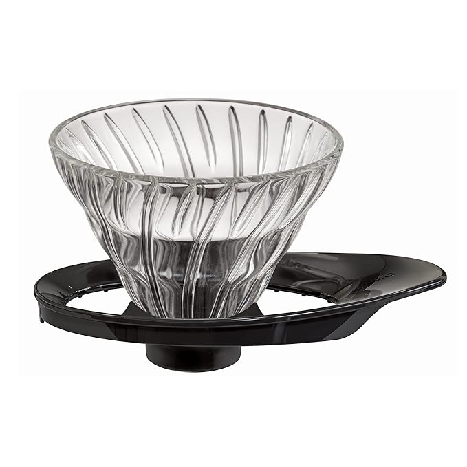 HARIO VDGR-01-B V60 Heat Resistant Glass Transparent Dripper, 01, Black