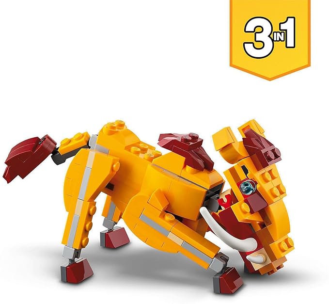 LEGO 31112 Creator 3 in 1 Wild Lion, Ostrich, Warthog, Animal Figurines Toy for Children from 7 Years