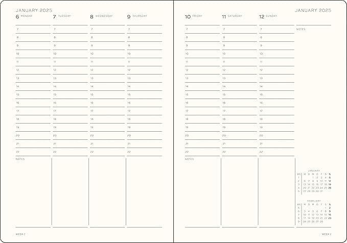 Leuchtturm 370792 Notebook, Begins in January, 2025, A4, Weekly Vertical Black