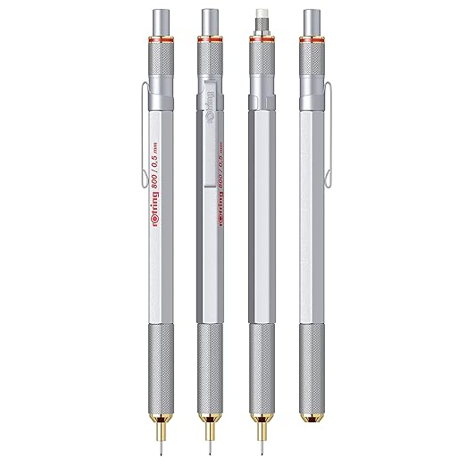 Rotring 800 Retractable Mechanical Pencil, 0.5 mm, Silver Barrel