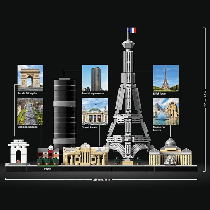 LEGO Architecture Paris Building Blocks for Kids (649 Pcs) 21044, Multicolor