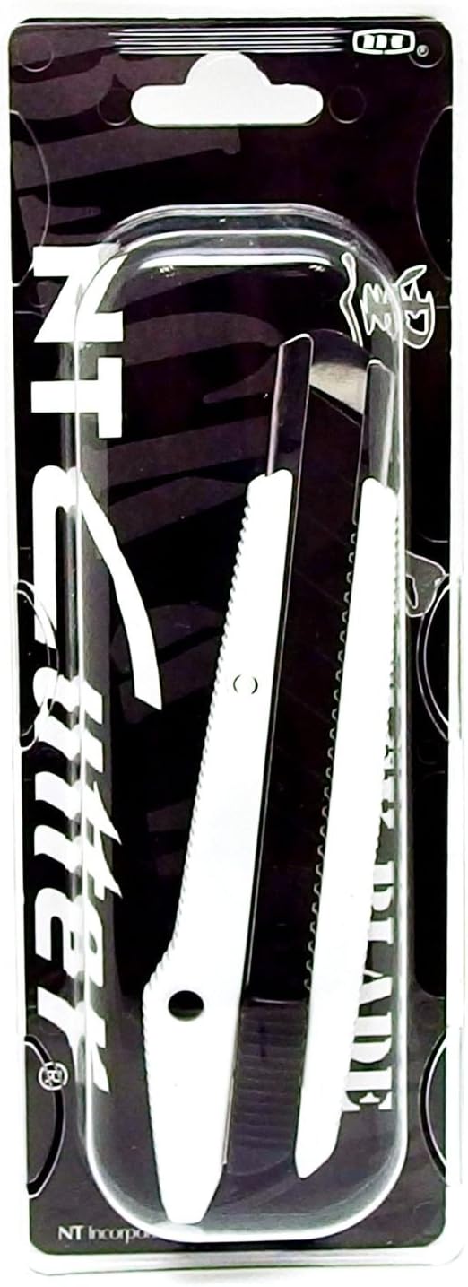 NT Cutter, Professional Cutter, L-Shaped, Black Blade, White Body, Auto-Lock, Made in Japan, MNCR-L1R