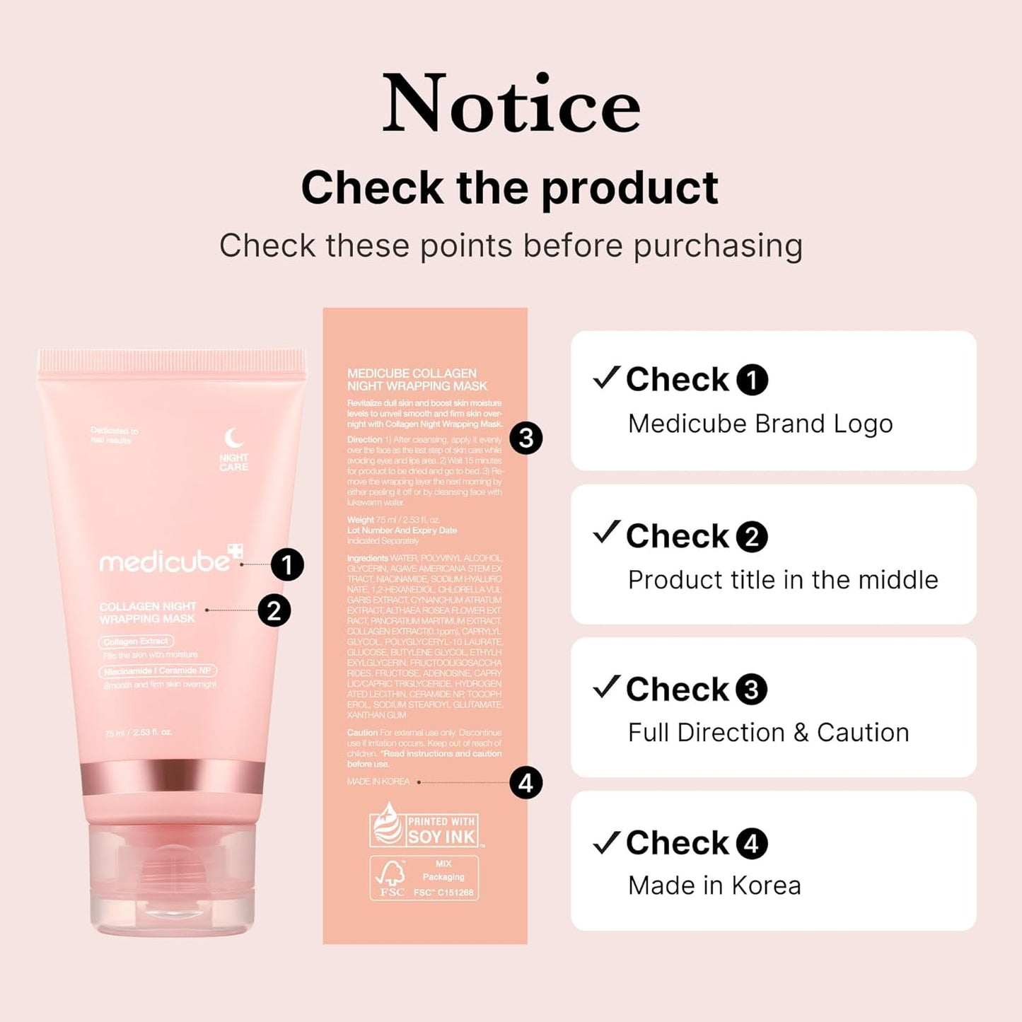 Medicube Collagen Overnight Wrapping Peel Off Facial Mask Pack - Korean Skin Care, 2.53 fl.oz
