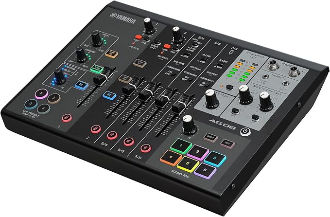 Yamaha AG08 B Live Streaming Mixer with 8 Channels Built-in Voice Changer, Black