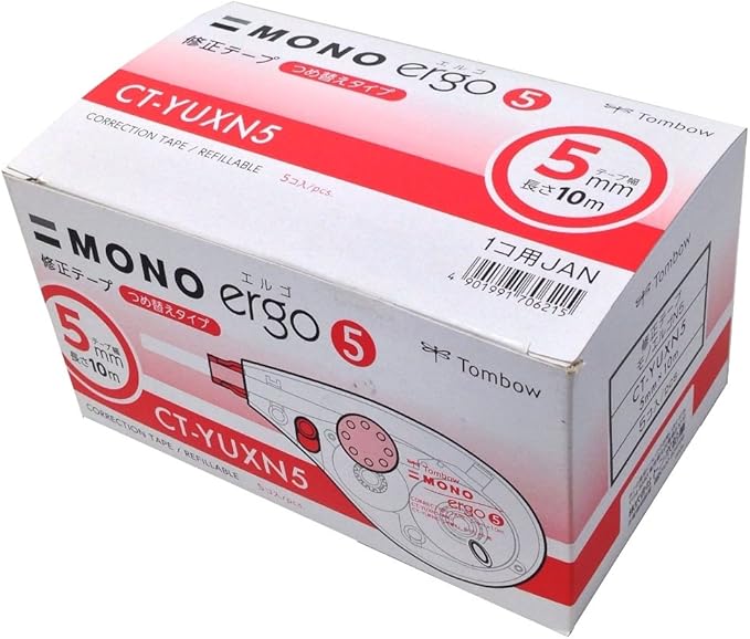 Tombow CT-YURN5-5P Pencil Correction Tape Mono Ergo N Cartridge 5mm 5mm