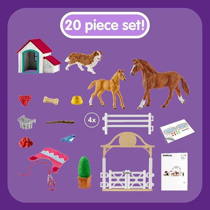 Schleich Horse Club Hannah’s guest horses with Ruby the dog NEW! Figure