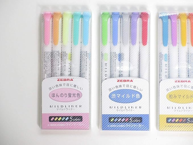 Zebra Mildliner Broad, Fine highlighter pen set, 20 Pastel Color set (Assorted)
