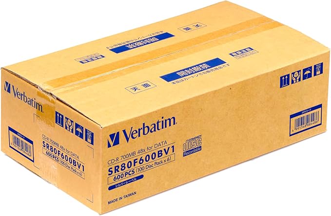 Verbatim Japan SR80F600BV1 Verbatim Data Single Record CD-R 700MB Silver Label, Simple Packaging for Business Use, 600 Sheets