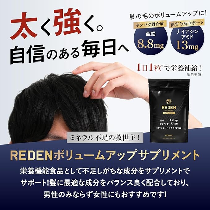 REDEN Volume Up Supplement Nutritional functional food Zinc Niacin Saw palmetto Anagain For men For women Unisex