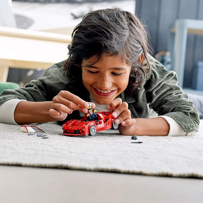 LEGO 76895 Speed Champions Ferrari F8 Tributo Racer Toy, with Racing Driver Minifigure, Race Cars Building Sets,Multicolor,Pack of 275 Pieces