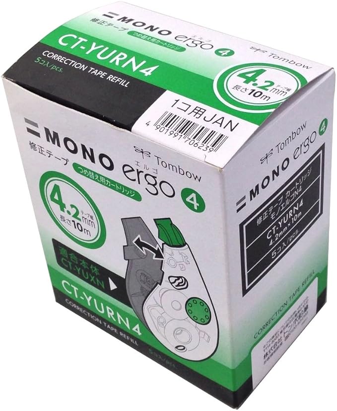 Tombow CT-YURN5-5P Pencil Correction Tape Mono Ergo N Cartridge 5mm 5mm