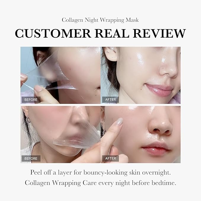 Medicub Collagen Overnight Wrapping Peel Off Facial Mask Pack - Elasticity & Hydration Care, Reduces Sagging & Dullness - Hydrolyzed Collagen For Glowing Skin - Korean Skin Care, 75ml