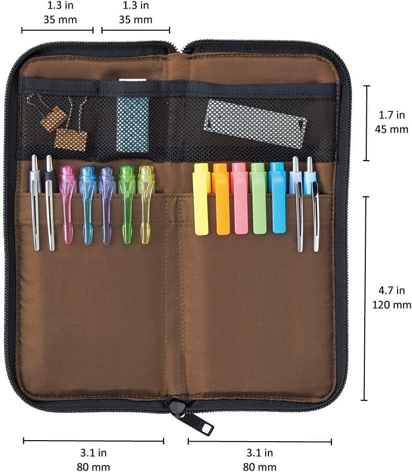 Lihit Lab A7652-6 Flat Pen Case, Yellow-Green