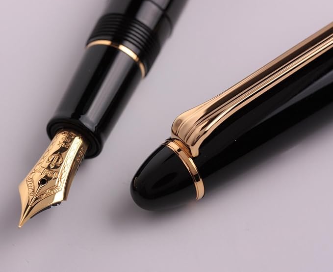 Sailor 1911 Large Black Gold Trim 21K Medium Point Fountain Pen - 11-2021-420