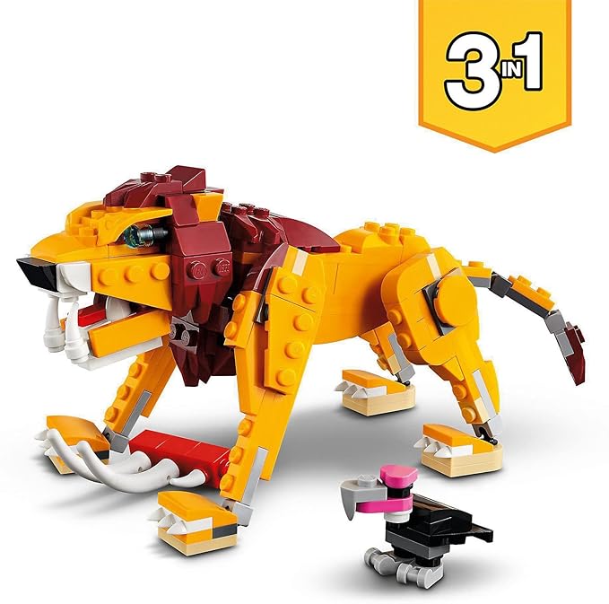 LEGO 31112 Creator 3 in 1 Wild Lion, Ostrich, Warthog, Animal Figurines Toy for Children from 7 Years