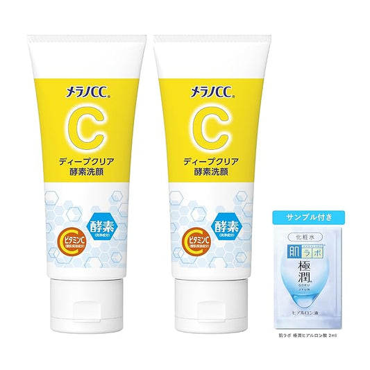 Melano CC Deep Clear Enzyme Cleanser, 4.6 oz (130 g) x 2 Pack Set (Enzyme Vitamin C Blended) + Gokujun Sachet Included