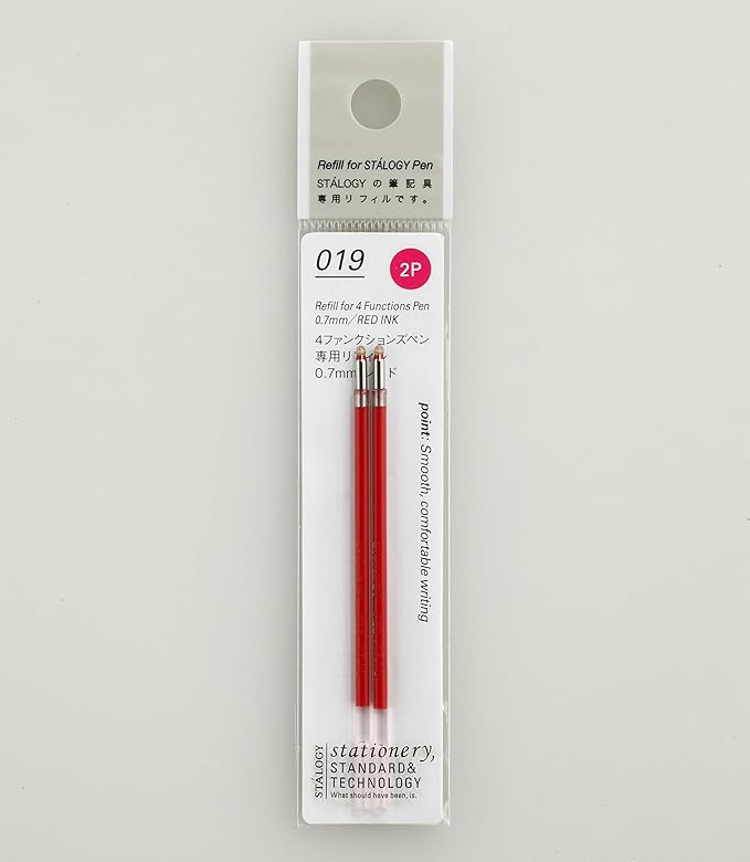 Nitoms S5711-3P STALOGY Multi-functional Pen Refill, Low Viscosity Oil-based, 0.5mm, Red