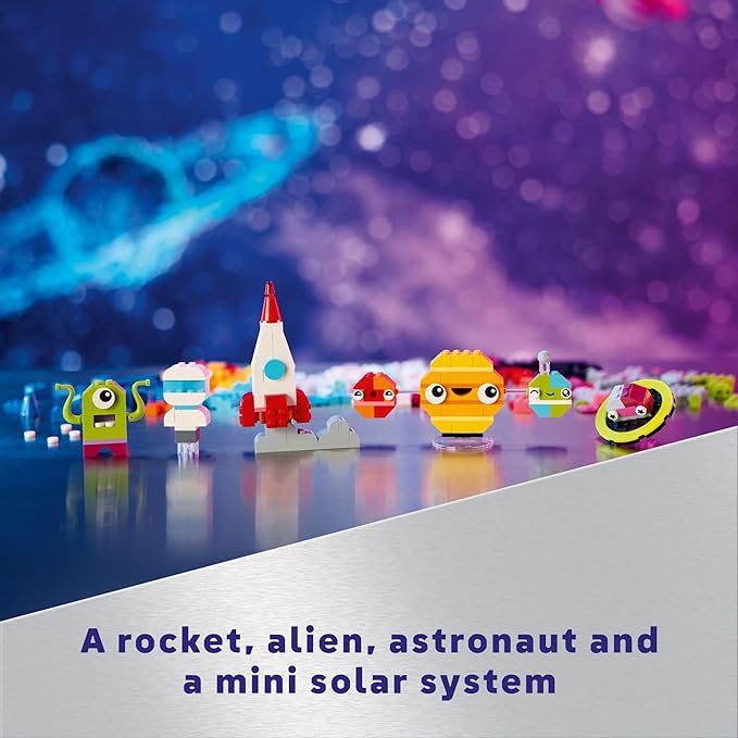 LEGO Classic Creative Space Planets Building Toy Set - Space Toy for Kids, Boys & Girls, Ages 5+ - Includes Alien, Rocket Ship, & Glow in The Dark Bricks - Gift for Christmas - 11037