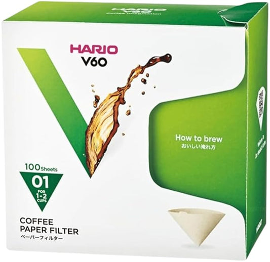 Hario V60 Paper Coffee Filters, Size 01, 100 Count, Natural, Multicolor (V60 Filters)