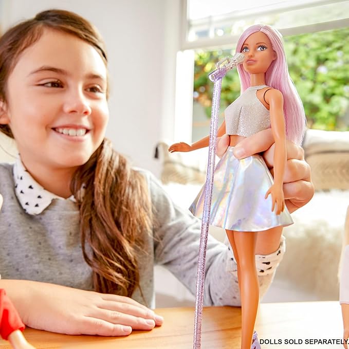 Barbie 65 Barbie & Play Pop Star Barbie Doll House Pretend Play Doll 3 Years Old Silver JCW42