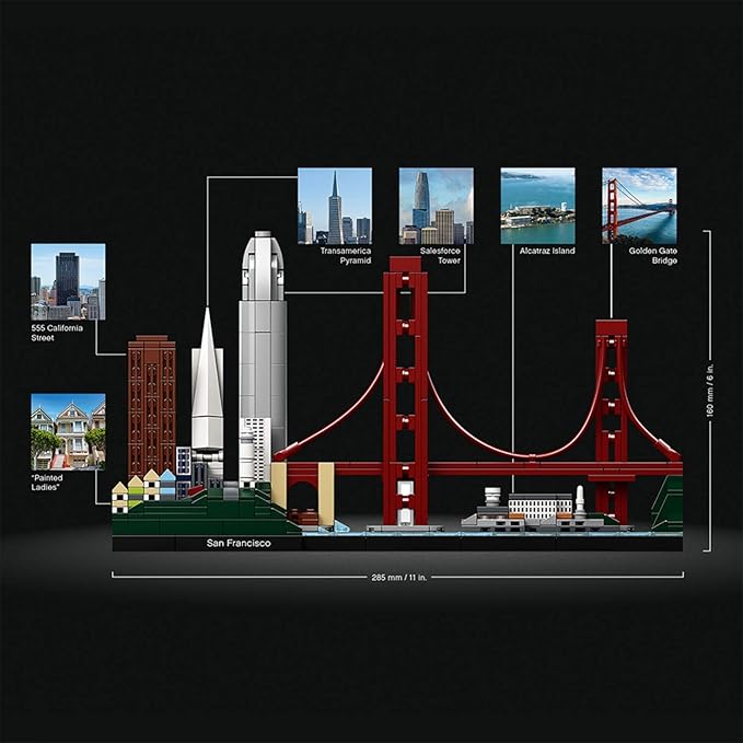 LEGO Architecture San Francisco Building Blocks for Kids (565 Pcs) 21043,Multicolor
