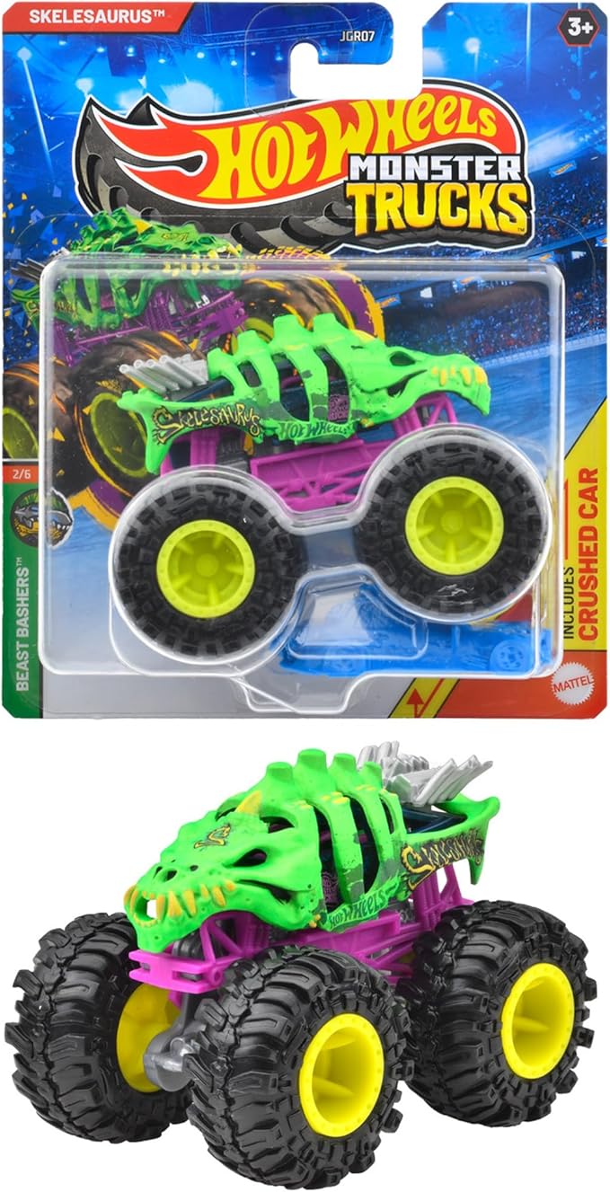 Hot Wheels JGR07 Monster Truck 1:64 Sqelsaurus Vehicle Toy Mini Car 3 Years Old Green
