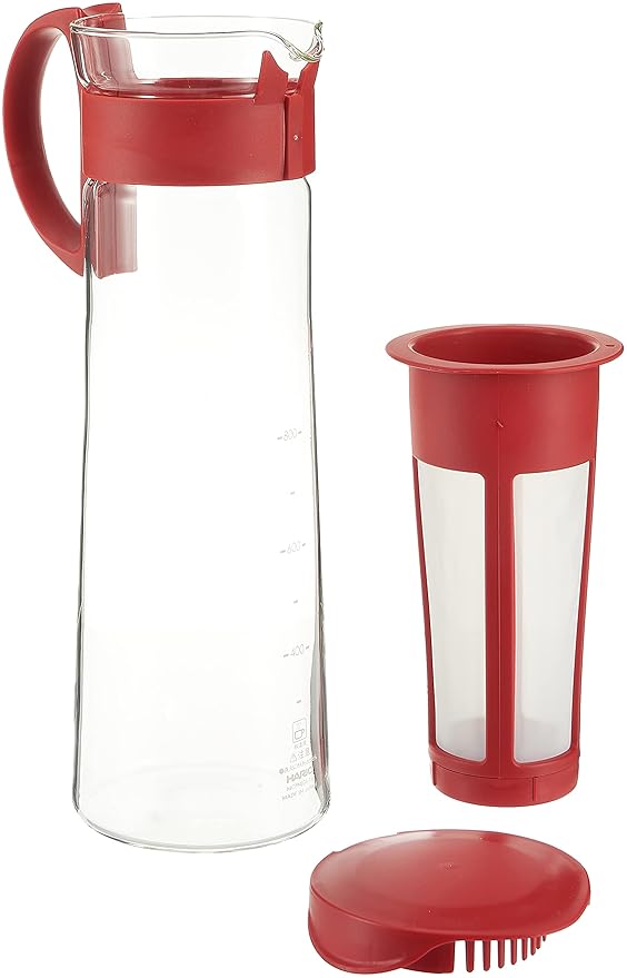 Hario Mizudashi Cold Brew Coffee Pot, Red, Glass, 1 liter
