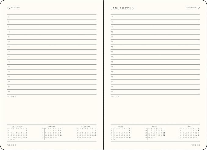 Leuchtturm 370701 Notebook, Begins in January, 2025, A5, Daily, Lilac