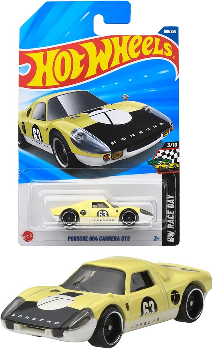 Hot Wheels JFN74 Basic Car, Porsche 904 Carrera GTS Vehicle Toy, Mini Car, 3 Years Old and Up, Yellow