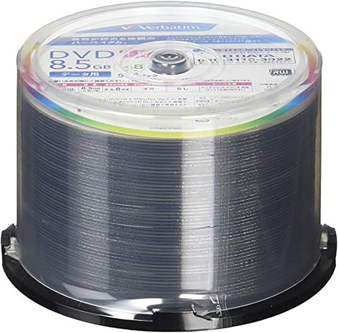 Verbatim Japan DTR85HP50V1FFP Single Recording DVD+R DL, 8.5 GB, 50 Sheets, White Printerable, Single-Sided, 2.4-8x Speed, Frustration Free Packaging
