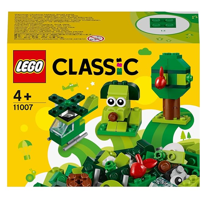 LEGO 11007 Classic Creative Green Bricks Learning Starter Set, Preschool Toys for Kids 4+ Year Old (60 Pieces)