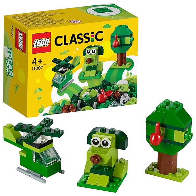 LEGO 11007 Classic Creative Green Bricks Learning Starter Set, Preschool Toys for Kids 4+ Year Old (60 Pieces)