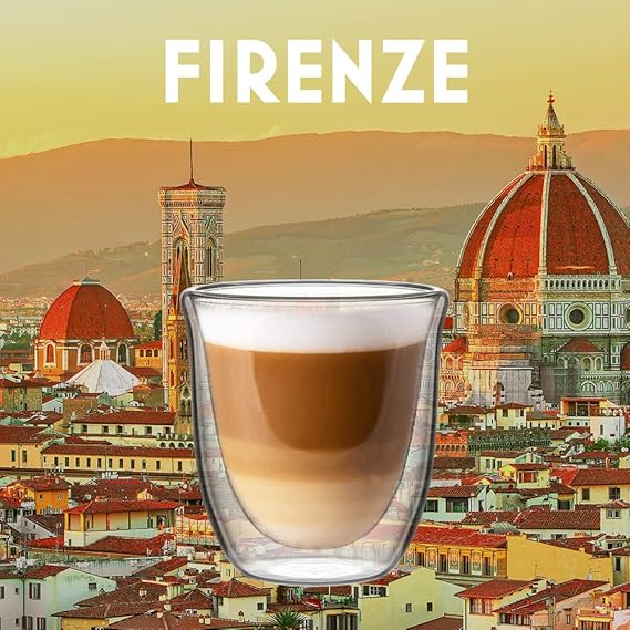 Bialetti Florence Double Wall Glass, Heat Resistant Glass, 6.8 fl oz (200 ml), Pack of 2