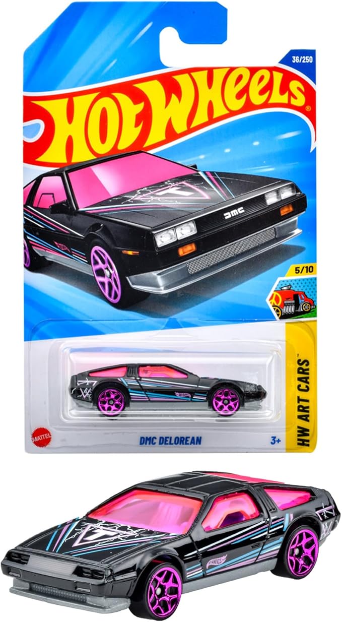 Hot Wheels JFN34 Basic Car DMC Delorean Vehicle Toy Mini Car 3 Years Old and Up Black
