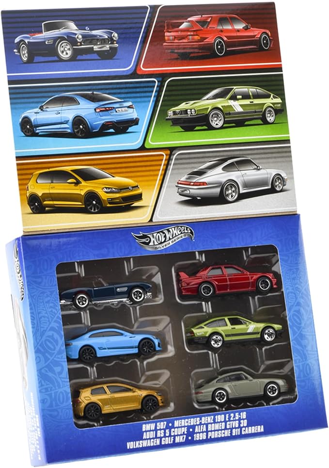Hot Wheels JBY79 Euro Style Multipack Vehicle Toy Mini Car, 6 Pack 3 Years Old and Up Multi