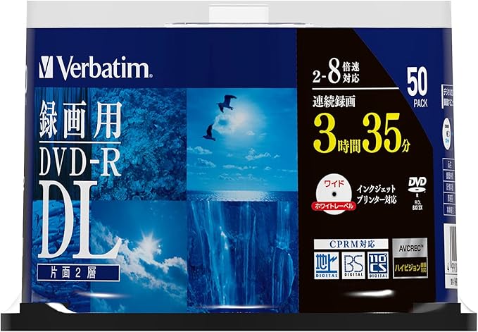 Verbatim 1 Times Recording for DVD CD-RW, DVD, DVD + R DL (CPRM) vhr21hdp50sd1 (One Side Layer 2/2 – 8 X Speed/50 Pieces)