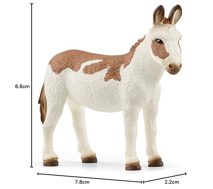 Schleich Farm World, Farm Animal Toys for Kids, American Spotted Donkey Toy Figurine, Ages 3 and up