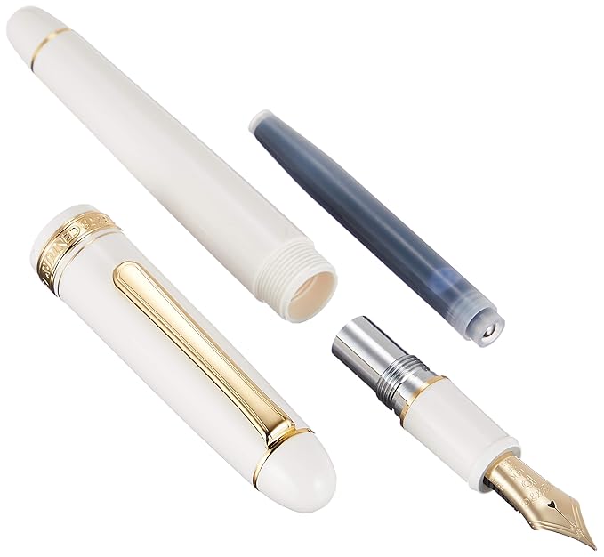 Platinum, Fountain Pen - #3776 Century gold trim Chenonceay White (SOFT FINE).
