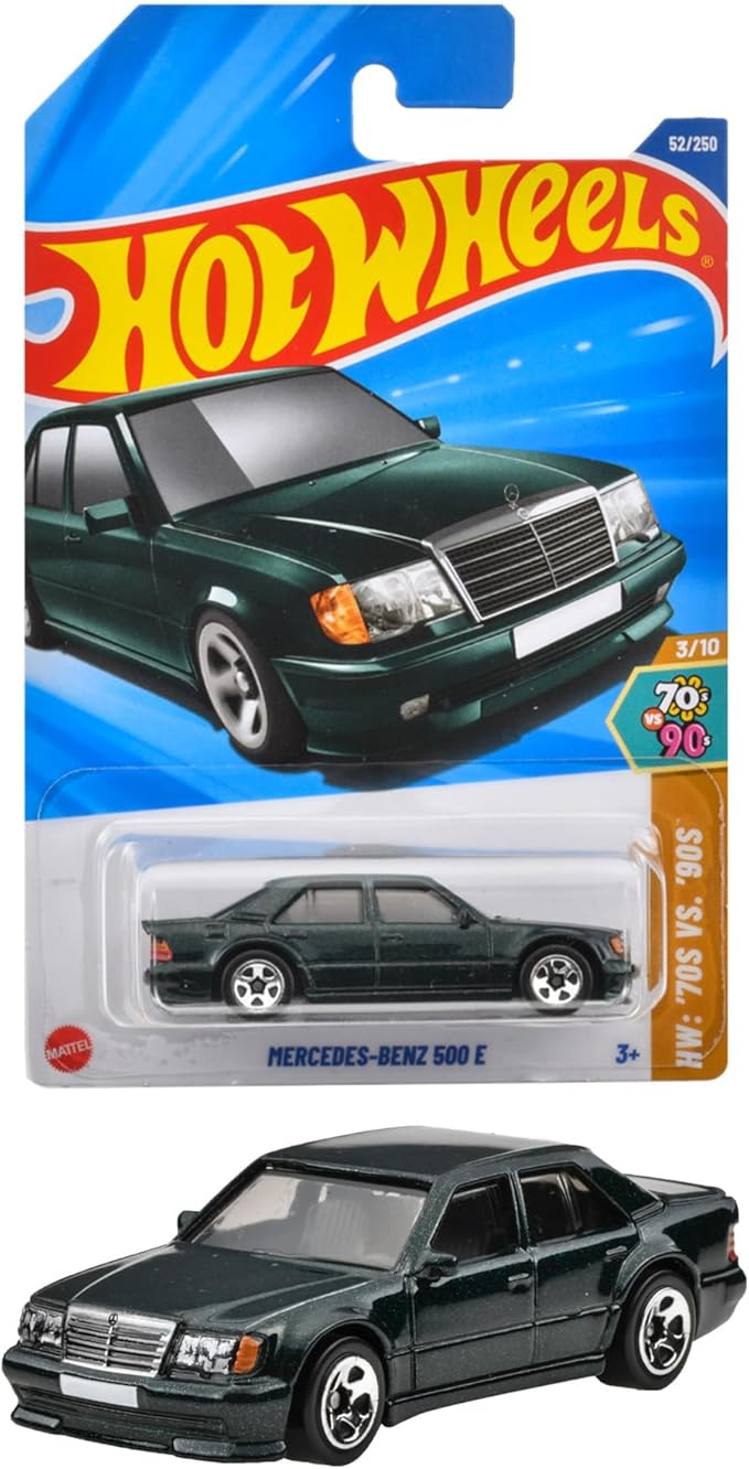 Hot Wheels JFN67 Basic Car, Mercedes-Benz 500E Vehicle Toy, Mini Car, 3 Years Old and Up, Green