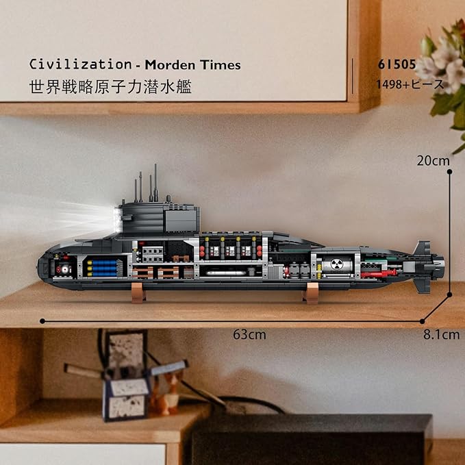 JMBricklayer Nuclear Submarine Building Set, Submarine Building Blocks Set with Lights 61505, Adult Military Building Blocks Building Toys Navy Warships Model Toys, WWII History Collectable Home Decor