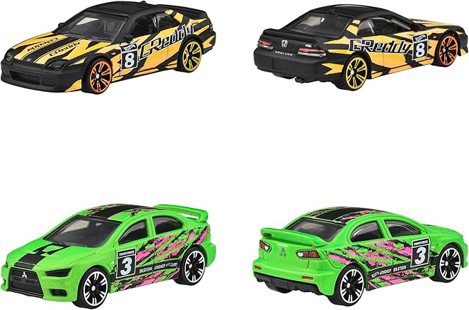 Hot Wheels 986E-HLH72 Neon Speeders Assortment Vehicle Toy, Mini Car, Pack of 10, Sold in Box, 3 Years Old and Up Multi