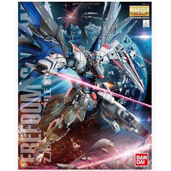 BANDAI Mg Mobile Suit Gundam Seed 1/100 Freedom Gundam Ver 2.0 Plastic Model Action Figure Ama Mo1 Lacerta Saber Ma M2 O Lups Beam Rifle Laminate Anti Shield Robot Mecha Bandai